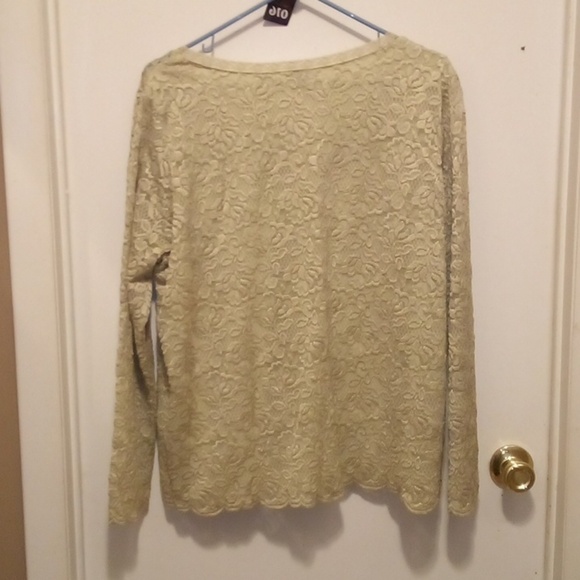 Emma James By Liz Claiborne Company Lace Pale Olive Blouse - Size XL - Picture 5 of 6